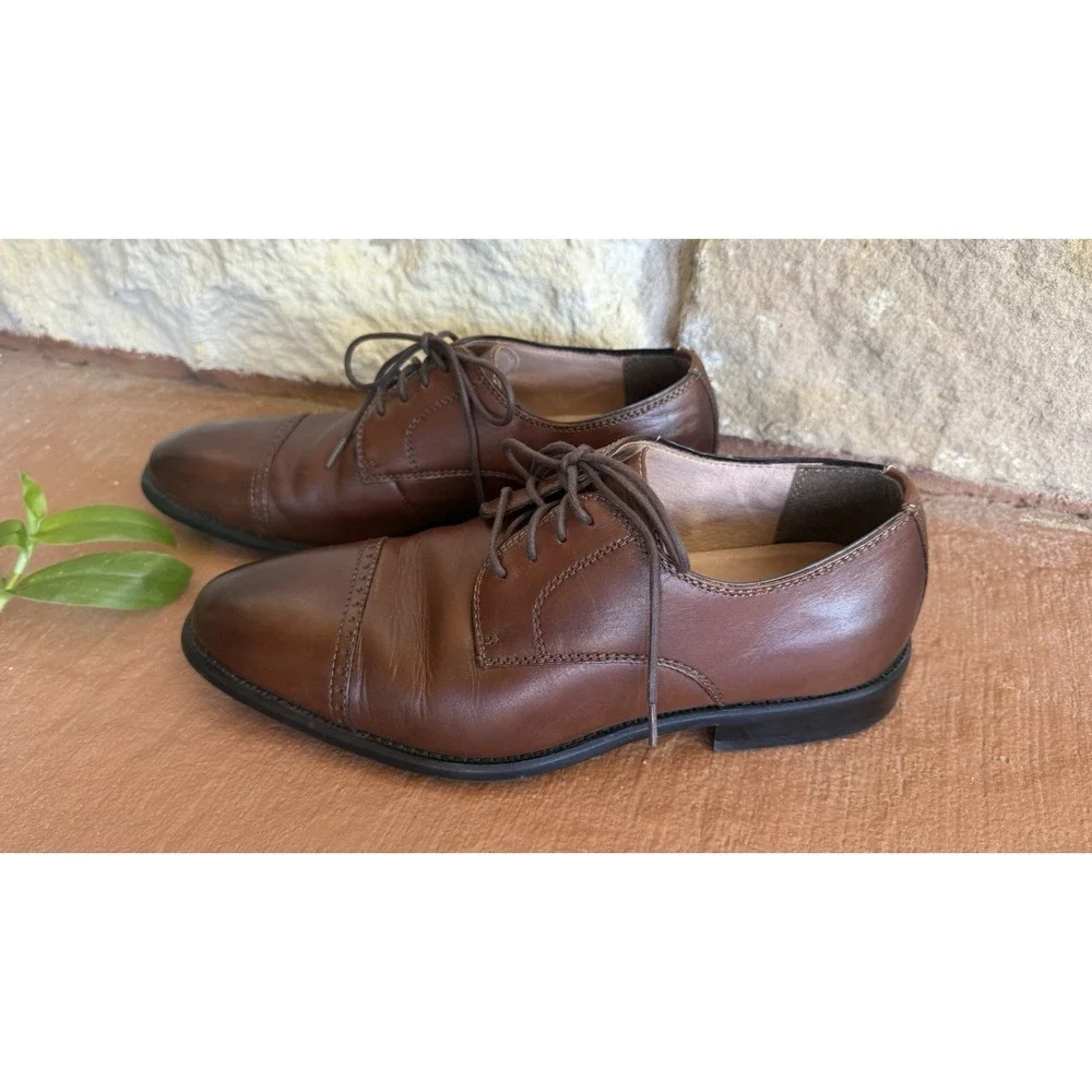 Joseph Abboud Men's Leather Shoes Cap Toe Oxford Tobacco Brown Size‎ 8.5M EUC